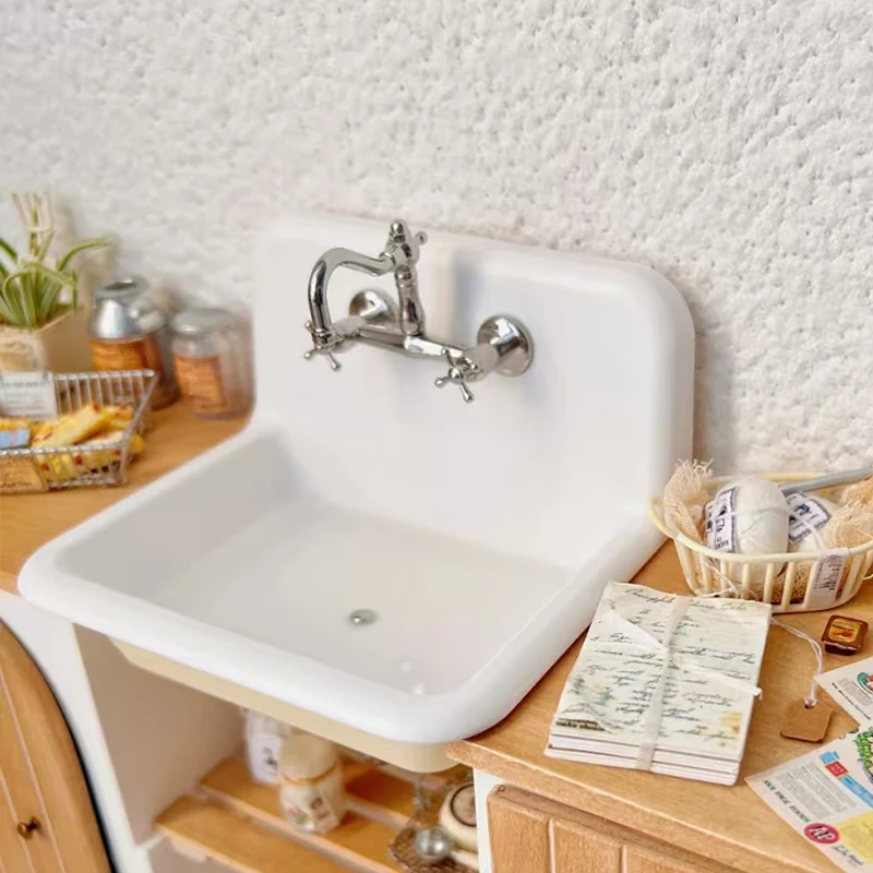 24/30/36 inch retro enamel cast iron kitchen sink high back wall hanging single bowl square two hole farmhouse style bath