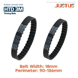 HTD 3M Synchronous Timing belt length 90/105/108/114/117/120/126/132/138/141/147/150/153/156mm for width 18mm Rubber closed