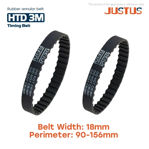 HTD 3M 동기 타이밍 벨트 길이 90, 105, 108, 114, 117, 120, 126, 132, 138, 141, 147, 150, 153, 156mm 너비 18mm 고무 폐쇄