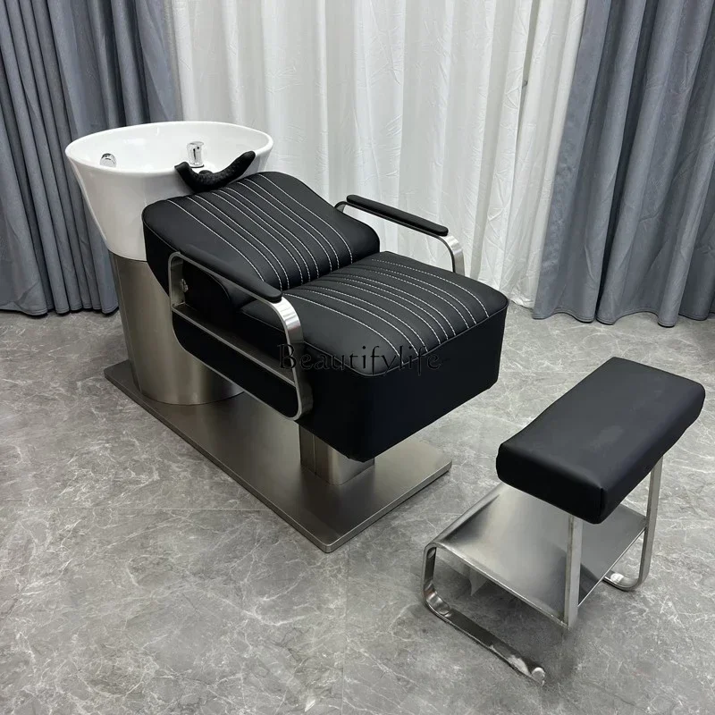 

New Barber Shop Sitting Hair Salon Flushing Bed High-End Fashion Half Lying Shampoo Chair