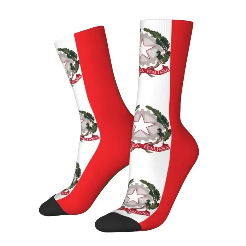 Fun Printing Emblem Of Italy Socks for Men Women Stretch Summer Autumn Winter Italian Flag Crazy Crew Socks