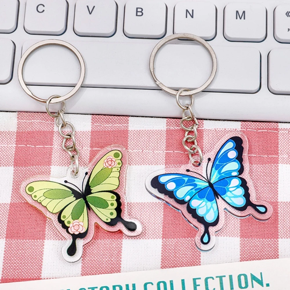 Colorized Butterfly Keychain Student Cartoon Lovely Bag DIY Decorative Pendant Key Ring