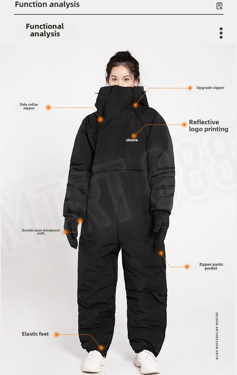 Winter Snowmobile Riding Coldproof Clothing Cotton Jumpsuit Thickened Waterproof Kart Suit Outdoor Fishing Suit Skiing Set