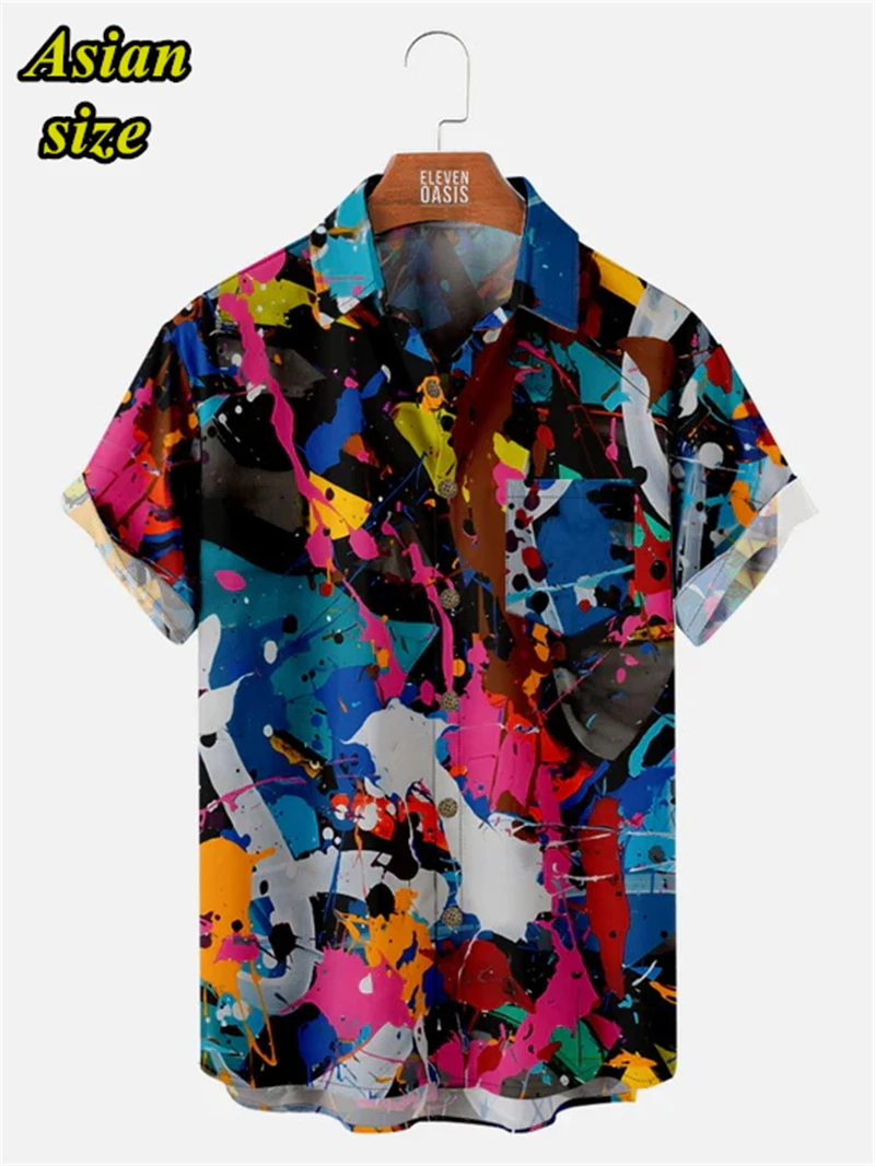 3D Print Graffiti Art Graphic Shirts For Men Women Fashion Artist Short Sleeve Lapel Button Men Shirts Hawaiian Casual Blouse