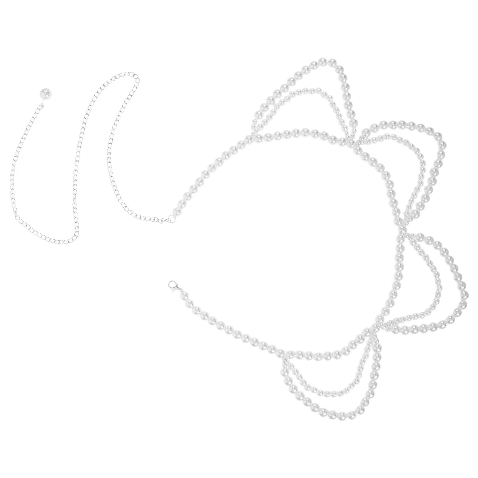 

Multilayer Faux Pearl Waist Chain Adjustable Beaded Belt Jewelry for Women Formal Wedding Party Dress Faux Pearl Waist Chain