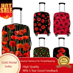 Linda Red Poppy Flower Suitcase Cover, Elastic Luggage Protective Covers, Anti-Dust Trolley Case Cover, Acessórios de viagem