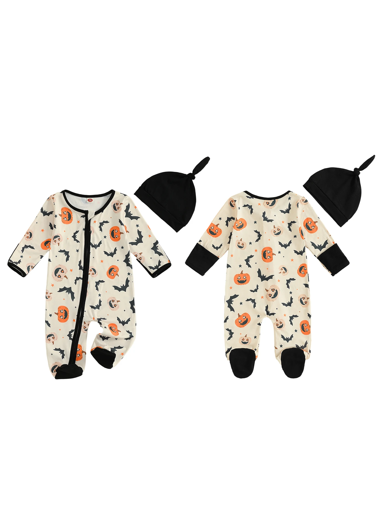 

Cute Toddler Halloween Costume Set Ghost Spider Print Hooded Romper with Matching Hat and Booties for Boys