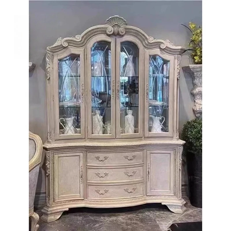 American all-solid wood wine cabinet architectural revival antique porcelain cabinet