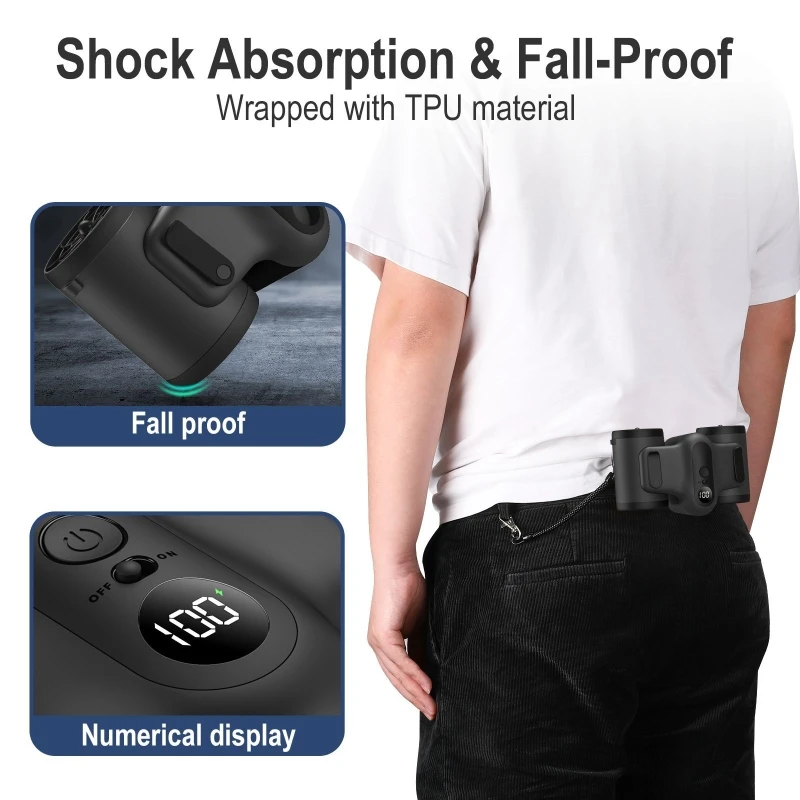 

Portable Clip-on Belt Cooler Mini Waist Fan Cooling Fan 10000mAh Battery Powered Hands-free 3 Speed Adjustable Fan