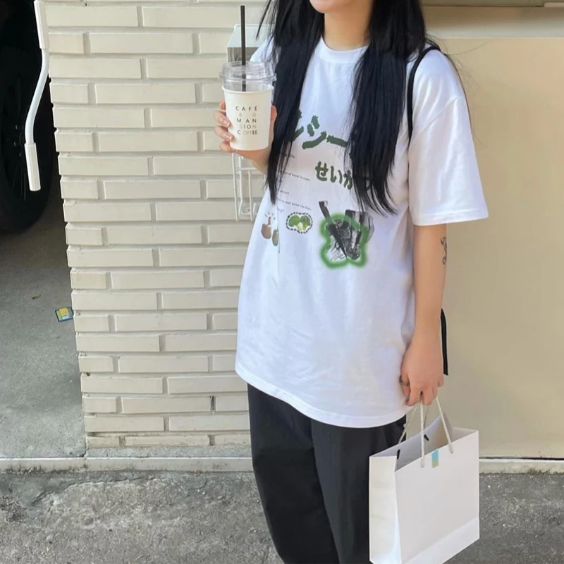 Oversized Women Tshirt Summer Fashion  Drawn Printed Casual Short Sleeve Top Pullover Comfortable Plus Size Tee Trendy Outfit