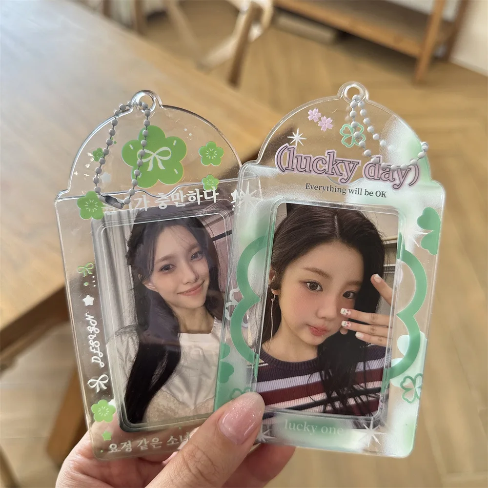 Kpop Photocard Holder Keychain Y2K PhotoCard Holder Kpop Charm Holders Kawaii Photo Card Keychain