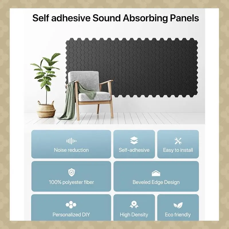 

ABST 12 Pack Soundproof Wall Panels Self Adhesive Acoustic Wall Panels For Wall,Studio, Home And Office Black Durable