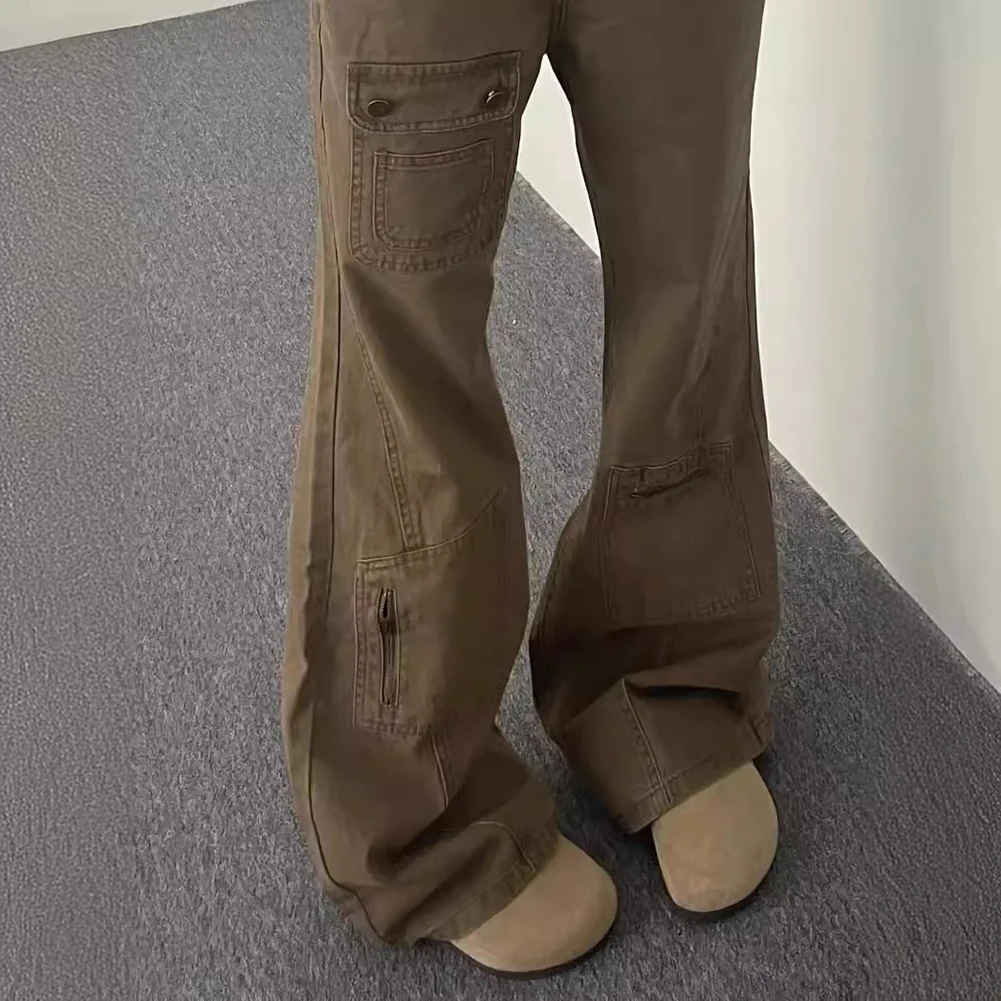 

Повседневная одежда Расклешенные комбинезоны Повседневные длинные брюки для повседневного ношения Слегка эластичные однотонные подходят для всех сезонов