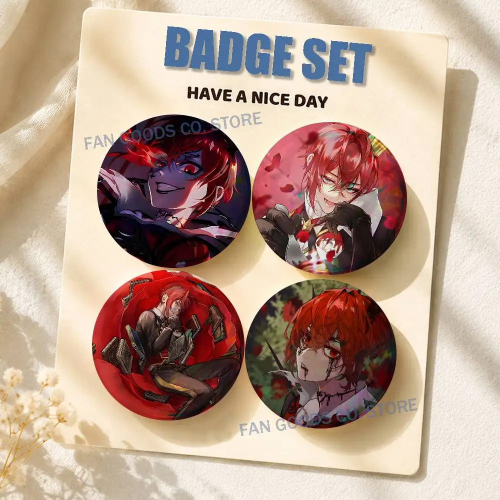 R-Riddle Game R-Rosehearts Brooches for Backpack Accessories 25,32,44,58,75mm Round Enamel Pins 2-piece set Cartoon Anime Badge