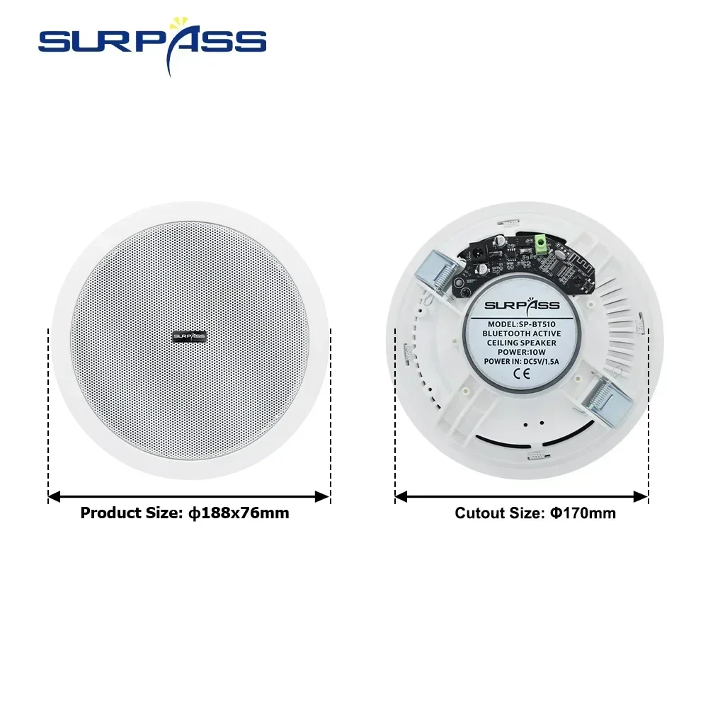 6inch 10W audience Active Bluetooth Ceiling Speaker Built In Digital Class D Amplifier ceiling acoustics SmartHome MusicSpeakers