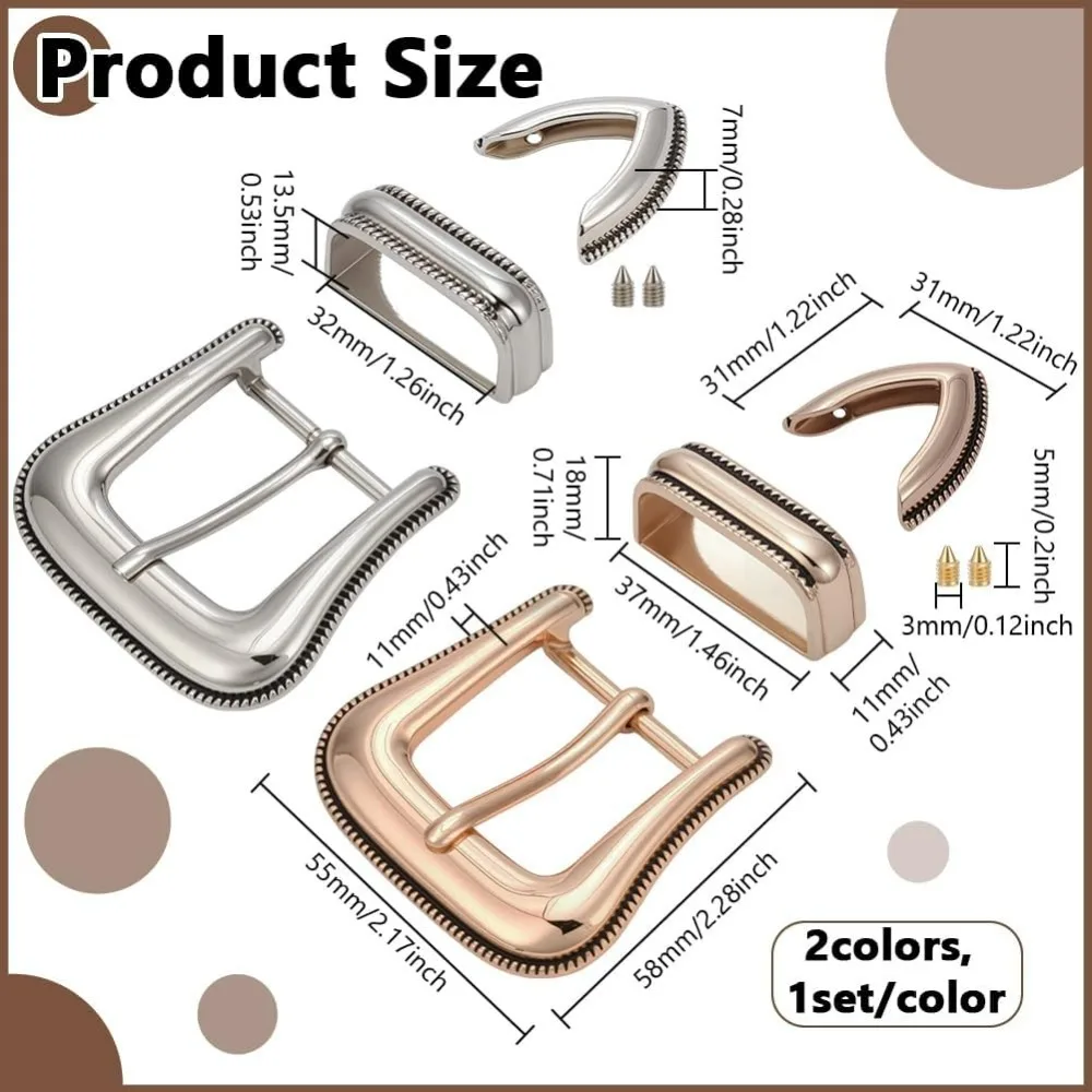 Western Cowboy Buckle Smooth & Floral Belt Replacement Buckles Alloy Belt Fastener for Men Women