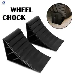 2Pcs High-Strength Plastic Wheel Stop Tire Chocks Wedge Tire Stopper Non Slip Anti-Roll Car Van Truck Camper Parking Stop Block