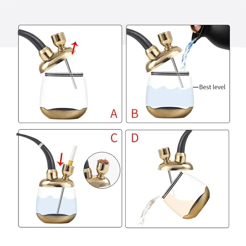 Fajka na wodę Shisha fajka wodna uchwyt na butelkę papierosa fajki wodnej filtr dymu rura metalowa JD-508 smoły