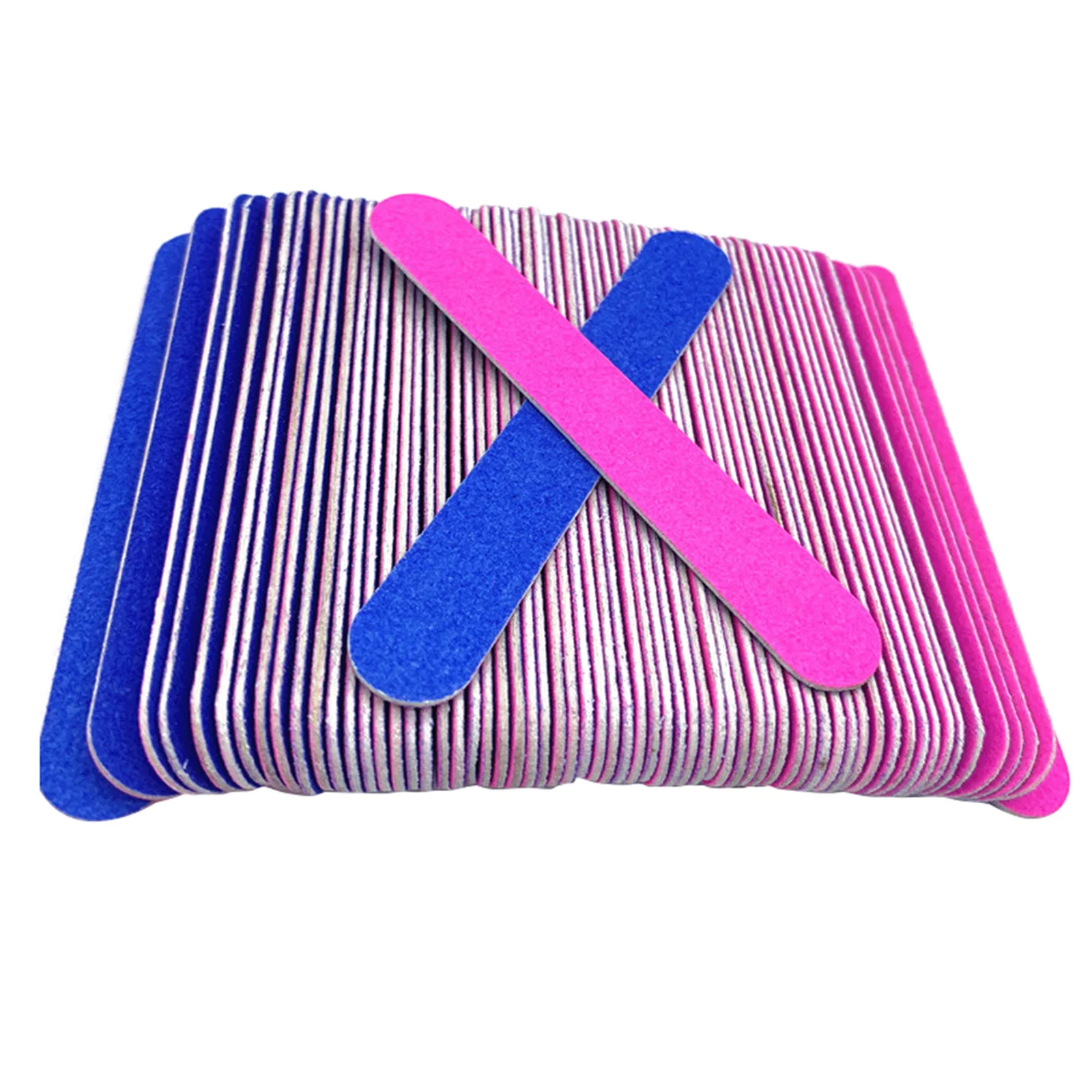 100Pcs 8Cm Sandpaper Nail Files Double Sided Nail Art Manicure Tool for Surface Sanding Polish Removal Extensions