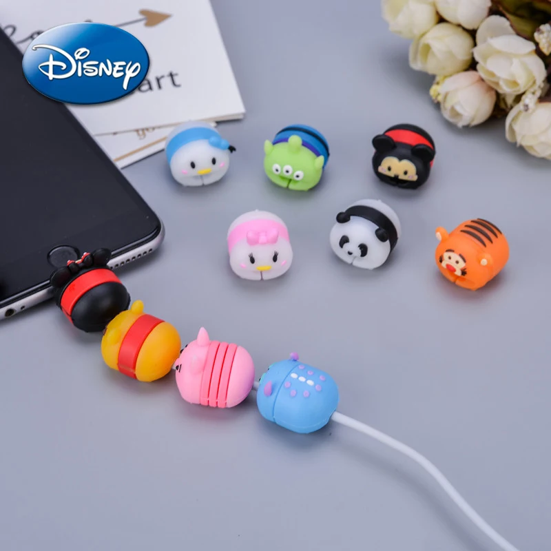 Disney Mickey Mouse Alien Cute Anime Figure IPhone Charger Cable Protector Usb Data Line Head Protection Cover Accessories Gifts