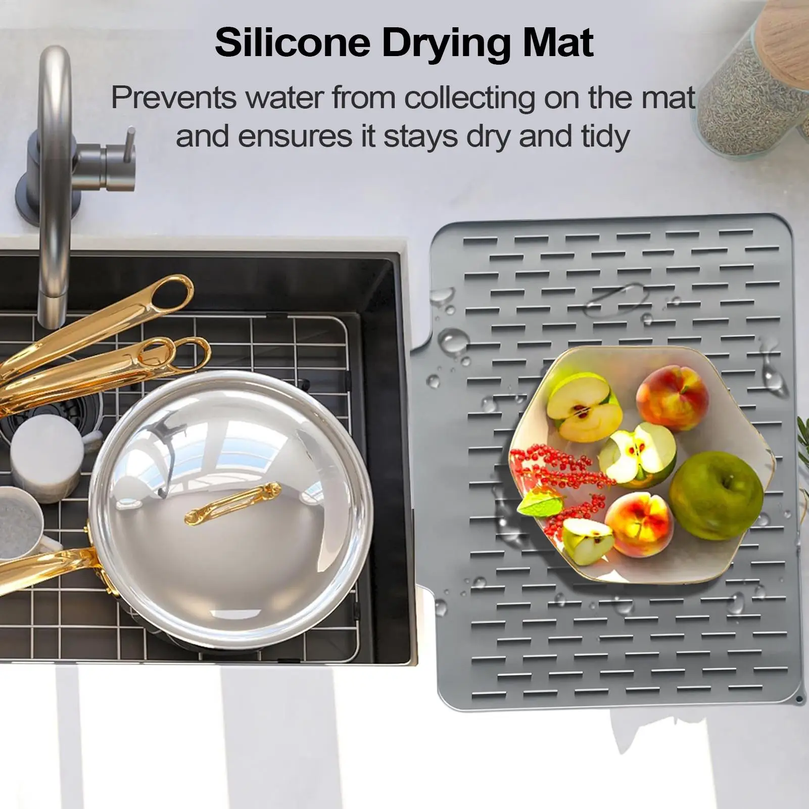 

Kitchen Drying Mat Quick Drying Silicone Dish Mat Non-Slip Tableware Pad Drainage Holder For Bowl Plates Cutlery Fork Spoon Baby
