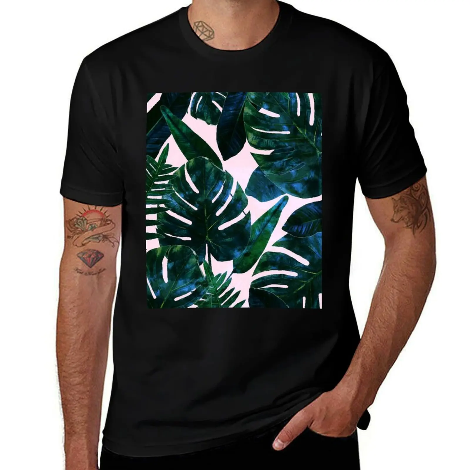 

Perceptive Dream Tropical Nature Botanical Plants Painting Palm Monstera Banana Leaves Jungle T-Shirt