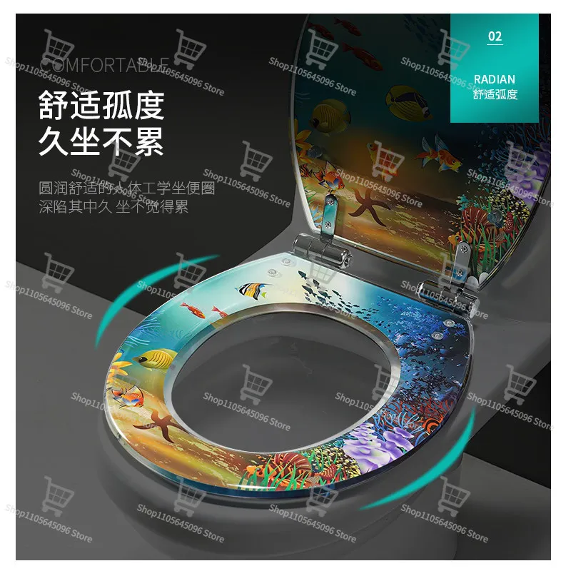 For Household General Toilet Cover, Thickened Toilet Seat, Buffer Quick-release Cover