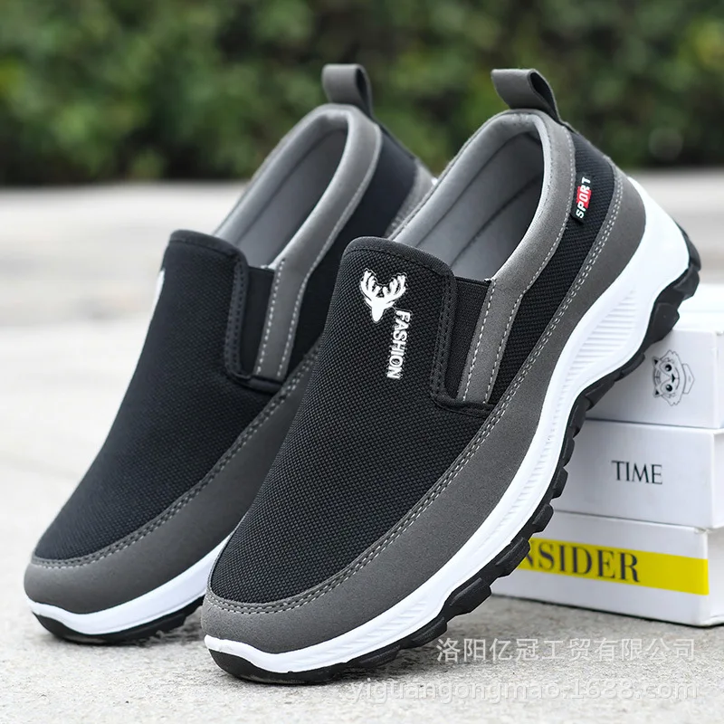 Soft Men Thick-soled Shoes Fashion Men's Casual Shoes Breathable Wear-resistant Male Hiking Jogging Slip-on Zapatos Para Hombres