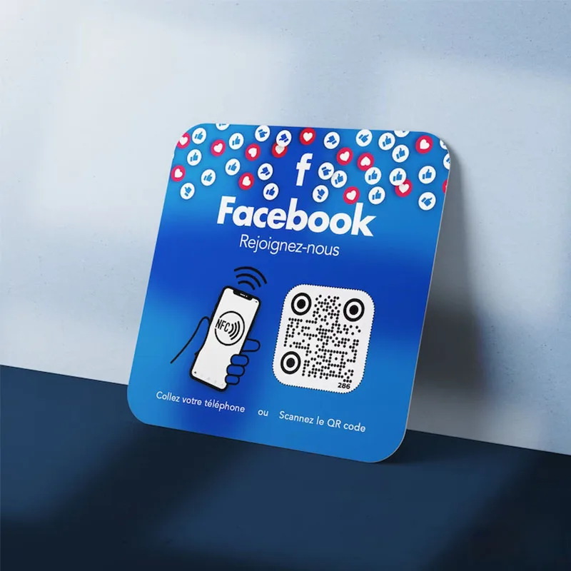 Custom Facebook NFC Scan code Social Media QR Code plate Facebook increase your followers For Your Business Retail Store Decor