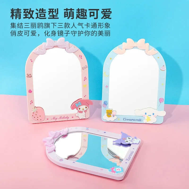 MINISO Sanrio My melody Kuromi Cinnamoroll cartoon anime creative bow makeup mirror kawaii fashion dormitory desktop mirror