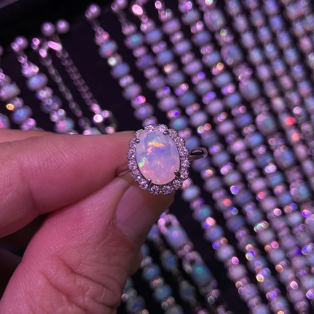 Elegant Natural White Opal Rings Sterling 925 Silver October Birthstone 10*8mm for Women Birthday Party Fine Jewelry - view 6