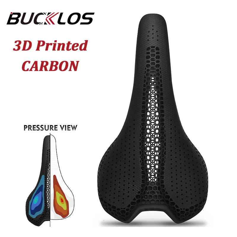 BUCKLOS 3d Printed Bicycle Seat Comfortable 143MM MTB/Road Bike Saddle Ultralight Carbon Cycling Cushions Riding Parts