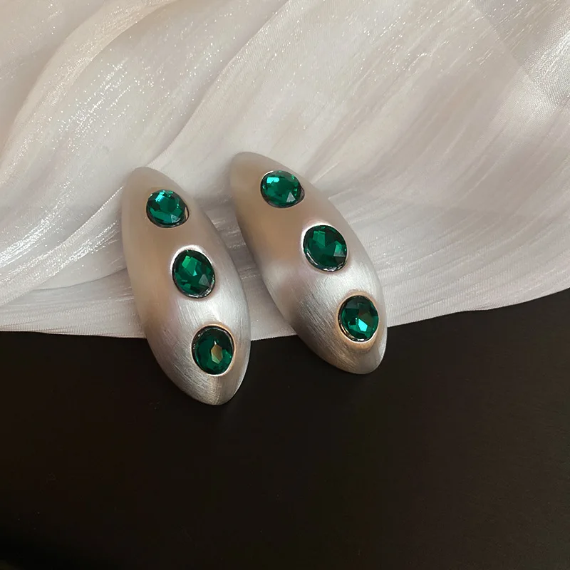 European and American Exaggerated Elliptical Brushed Metal Earrings Fashion Earrings Light Luxury High End Female Accessories
