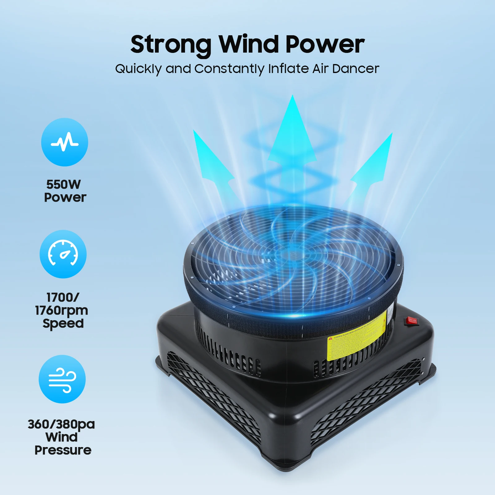 

Blower Fan for Air Wavers, High Performance, Shockproof & Wear-Resistant, Stable Base for Strong Wind, One-Piece Design