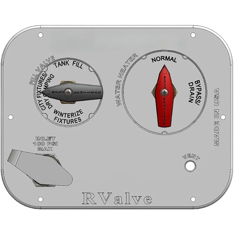 RV MANRV102-RF RV Water Service Panel with 4 Function Low Lead Brass Valve Supply  Bypass for Tank Filling & Maintenance