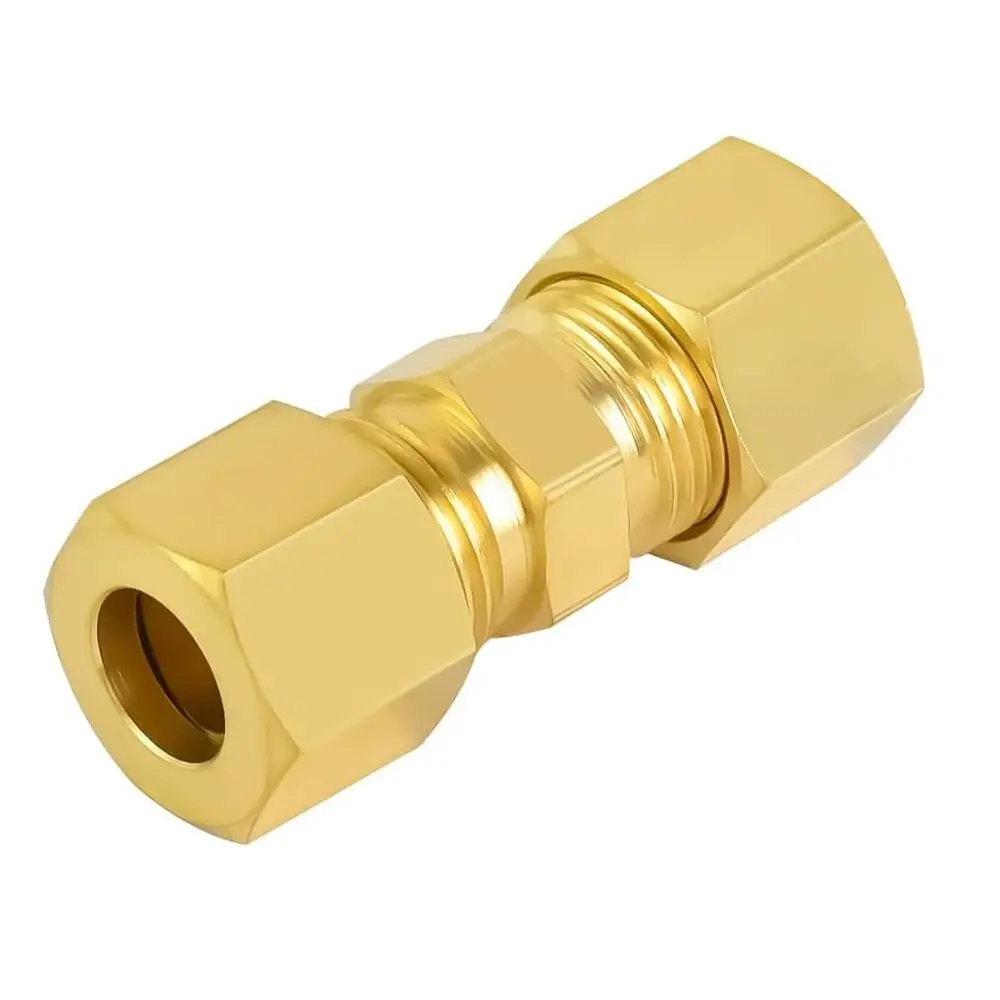 Connector Brass Brass Compression Fitting Straight Multiple Sizes Straight Coupling Pipe Fitting Adapter