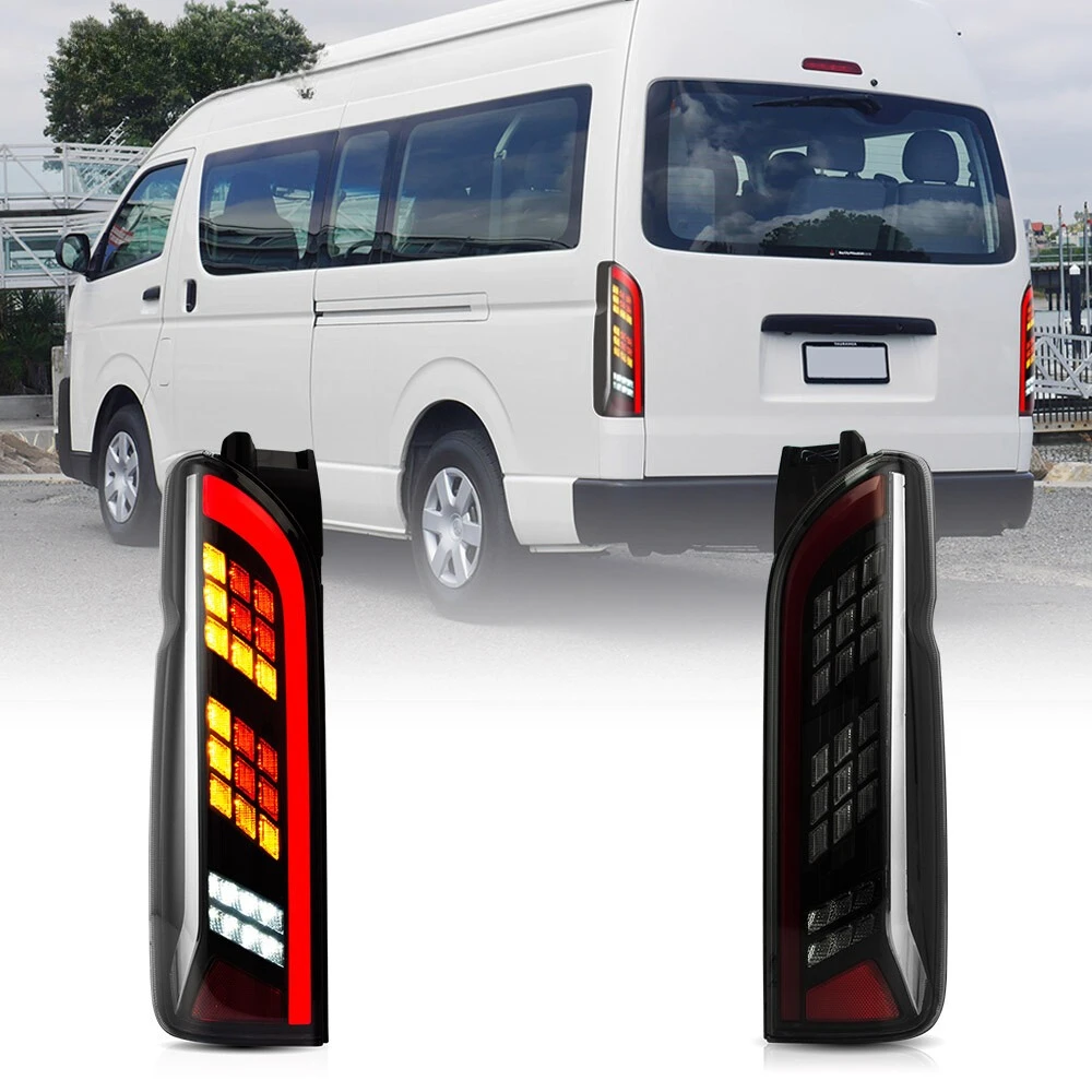 

VLAND Smoked LED Tail Lights For 2005-2018 Toyota Hiace W/Sequential Turn Signal