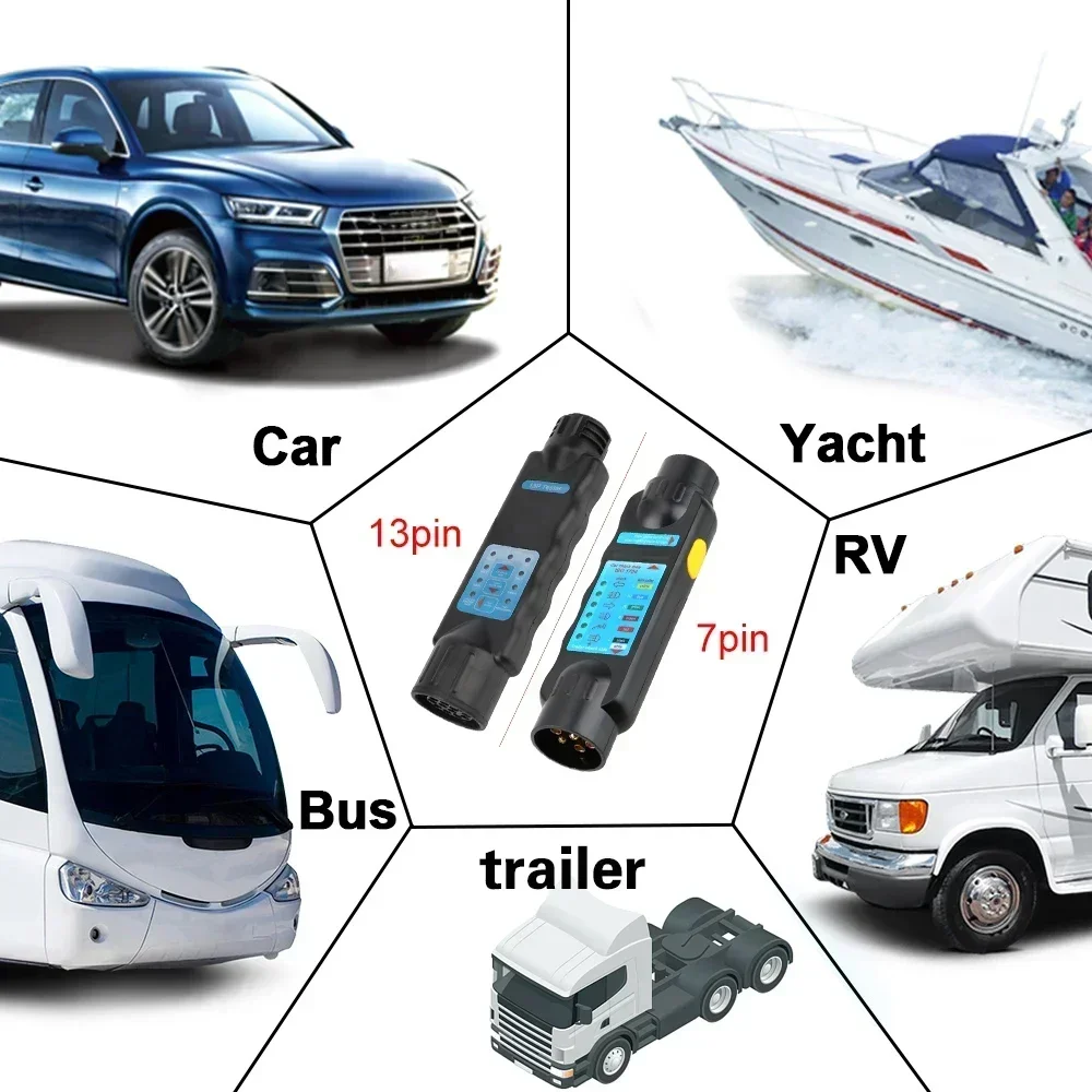 12V 7/13 Pin Steckdose Anhänger Tester Verdrahtung Schaltung Licht Test Caravan Abschleppen Anhängerkupplung Licht Verdrahtung Test Zubehör