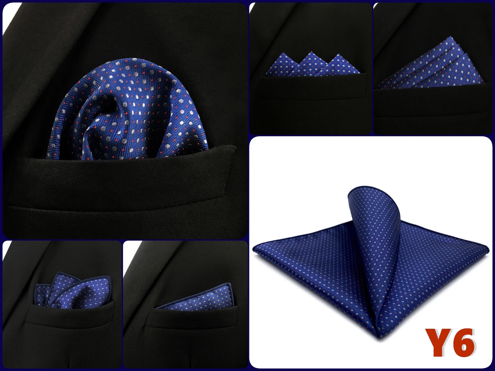 Pocket Square Handkerchief for Men Polka Dot Dots Plaid Check Checkered Suit Pocket Towel Hanky Mens Gift Wedding Business Party