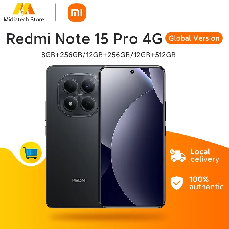 Versión Global Redmi Note 15 Pro, Teléfono Inteligente 4G, Cámara Principal de 200MP con OIS, Batería de 6500mAh y 45W, Pantalla de 6.77″ y 120Hz, Teléfono Móvil Xiaomi