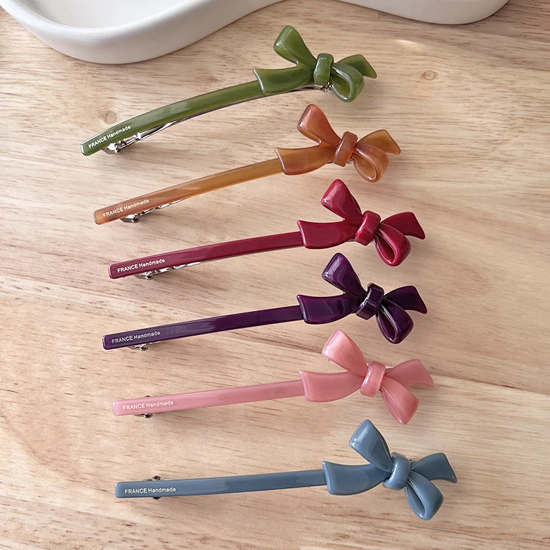 

Korean and French gold standard large bow ribbon duckbill clip French side clip