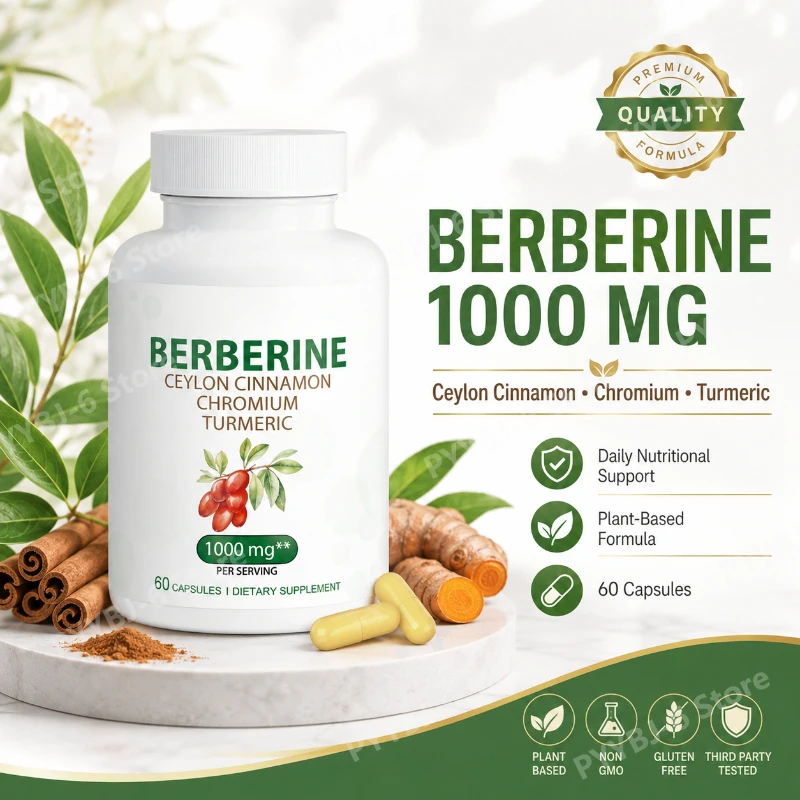 

Berberine Supplement with Ceylon Cinnamon & Chromium–Supports Metabolic Health & Wellness 1000mg Per Serving 60 Capsules