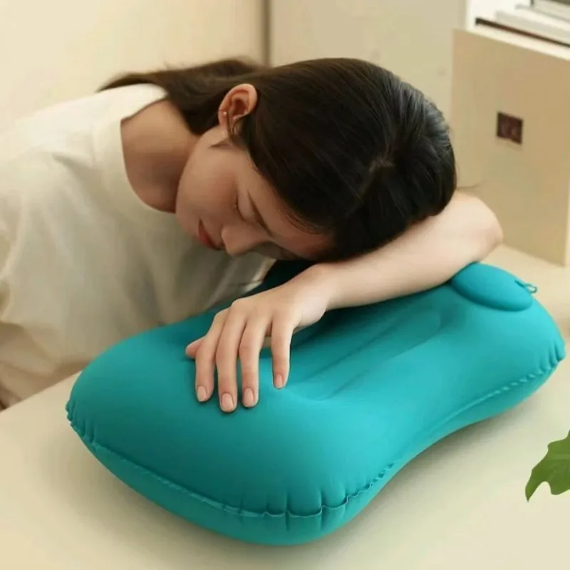 Ultra Soft Portable Inflatable Pillow Neck Lumbar Support for Camping,Pool Car Travel,Outdoor Lightweight Compact Comfort