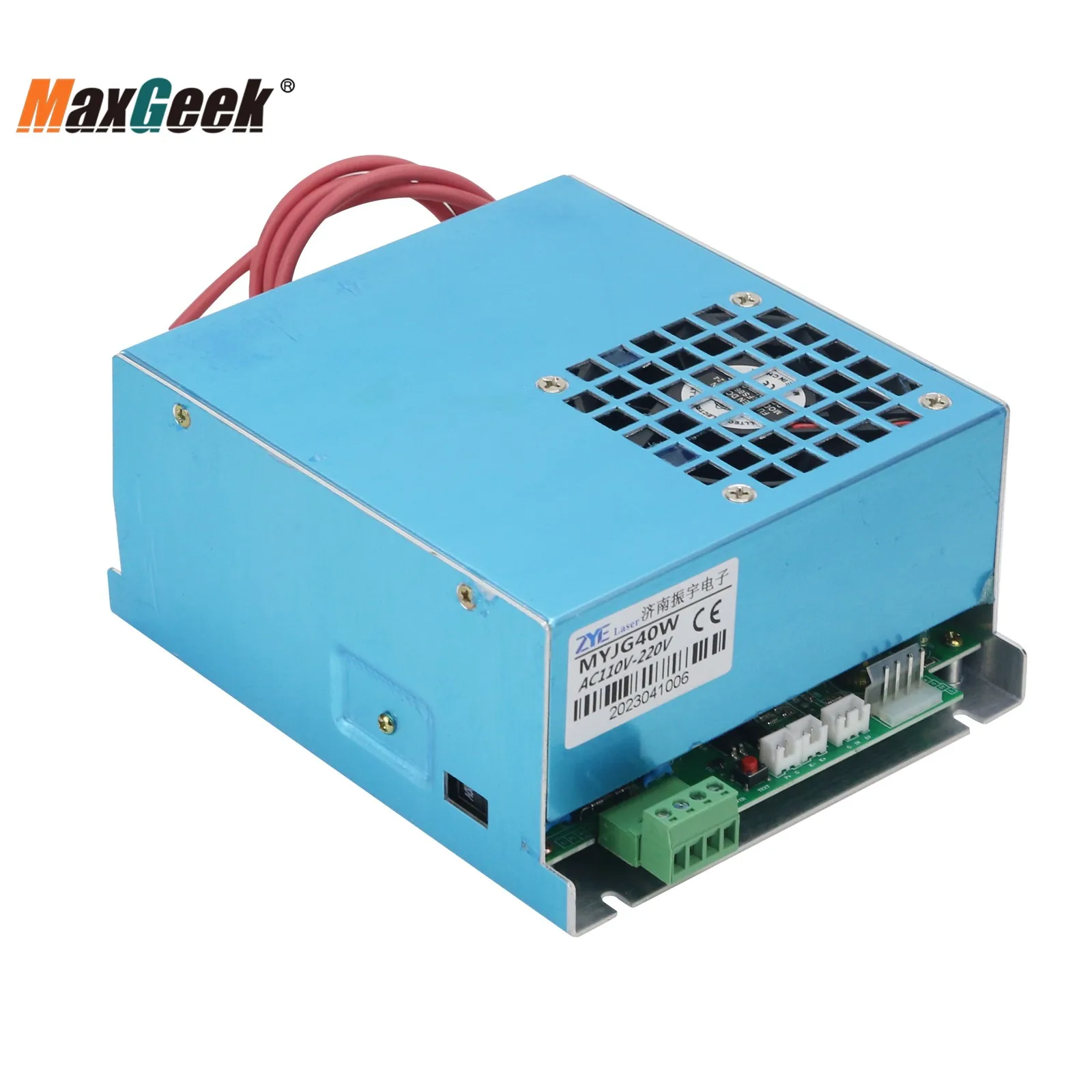 Maxgeek MYJG40W 40 Вт CO2-лазерный источник питания переменного тока 110 В/220 В идеально подходит для CO2-лазерной трубки, гравера, резака