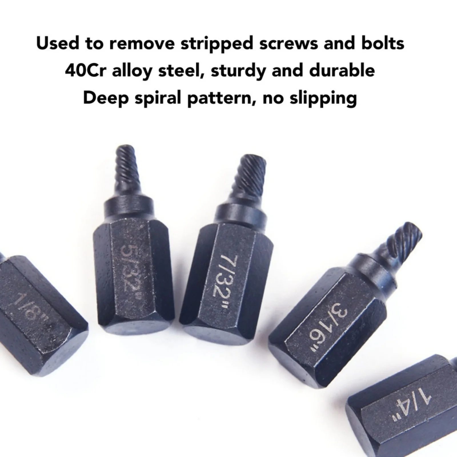 High Performance Screw Extractor Set for Removing Broken Hex Head Bolts Screws and Studs with MultiSpline Spiral Design