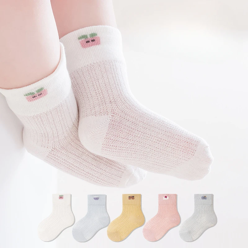 

Summer Children's Solid Color Mesh Short Sock for Newborns and Babies Breathable Loose Mouth Sock Babies and Pure Cotton Socks