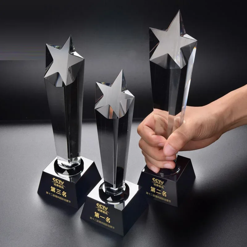 Customized Creative Transparent Crystal Trophy, Unit School annual Meeting Sports Meeting Awards, Pentagram Trophy Souvenir, 1Pc