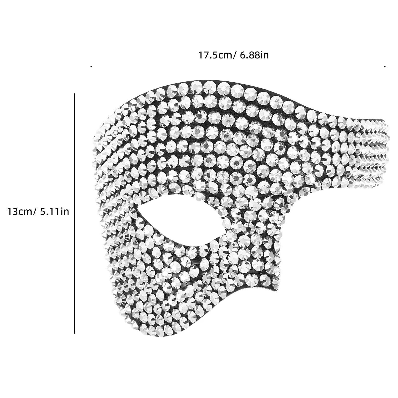 Rhinestone Halloween Masquerade Mask Shiny Half Face Venetian Carnival Mask Prom Party Dance Cosplay Costume Accessory