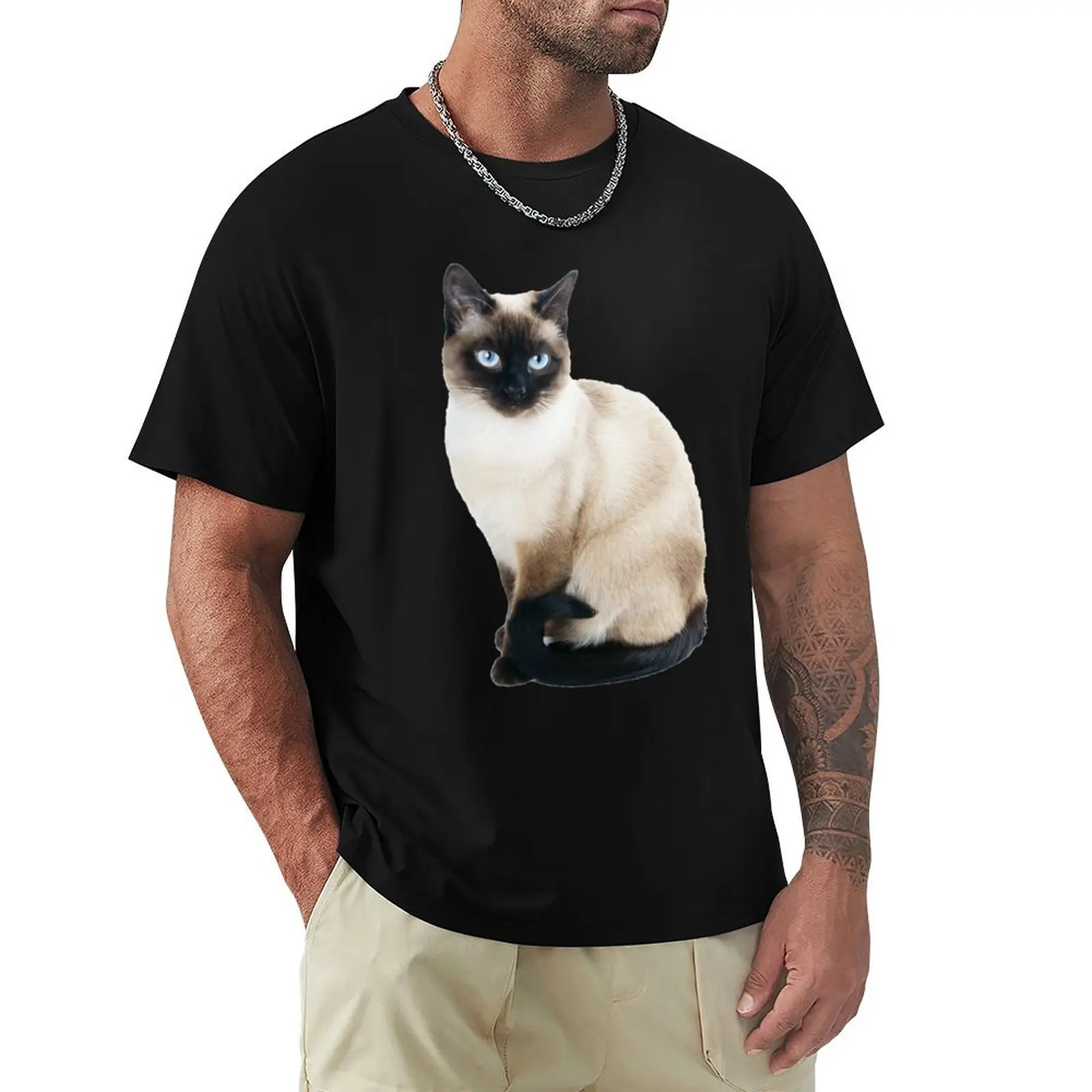 Siamese Cat Portrait T-Shirt Comfort Stretch Tee Shirt