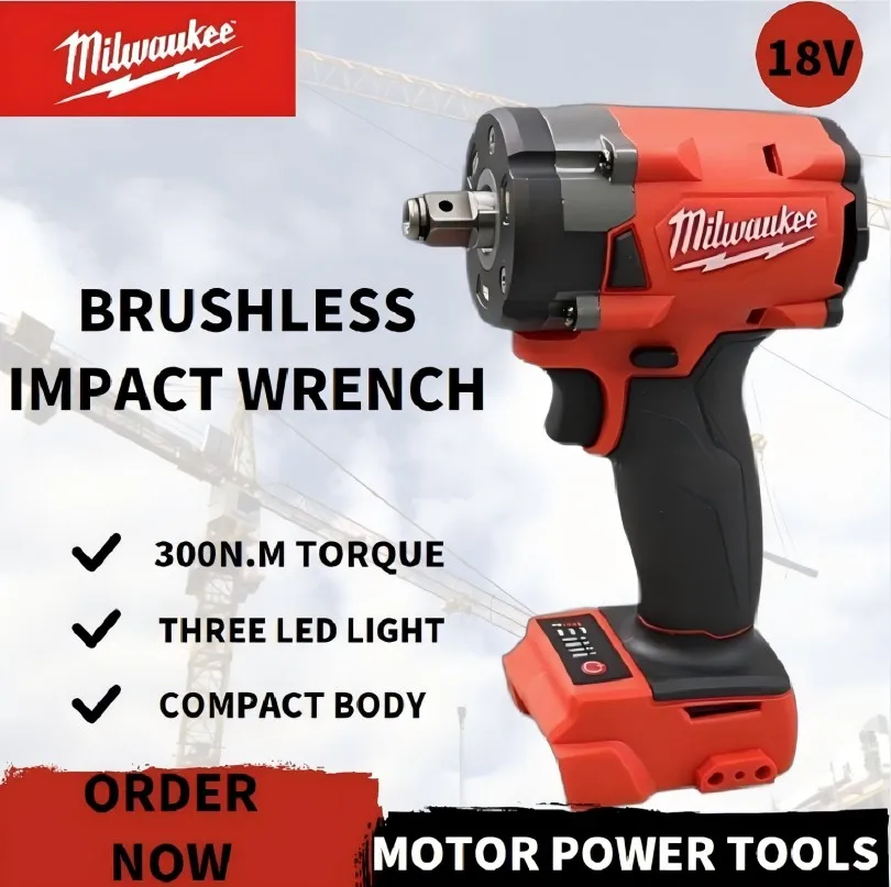 

Milwaukee brushless handware special impact wrench 300N.m torque High speed rotary operation New quality upgrade power tools